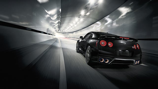 2023 Nissan GT-R seen from behind driving through a tunnel | Carlock Nissan of Jackson in Jackson TN